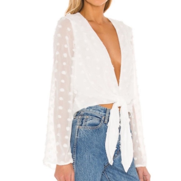 BCBGeneration Flocked Dot Chiffon Blouse - Picture 2 of 5